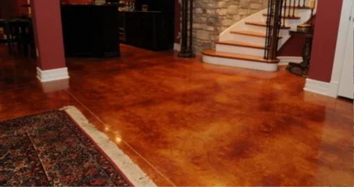 Acid stained concrete floor