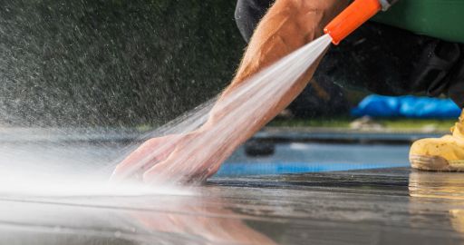 Cleaning A Surface Likely A Deck