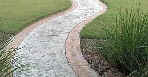 stamped concrete walkway.