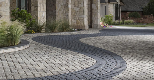 paver boarder with stamped concrete.